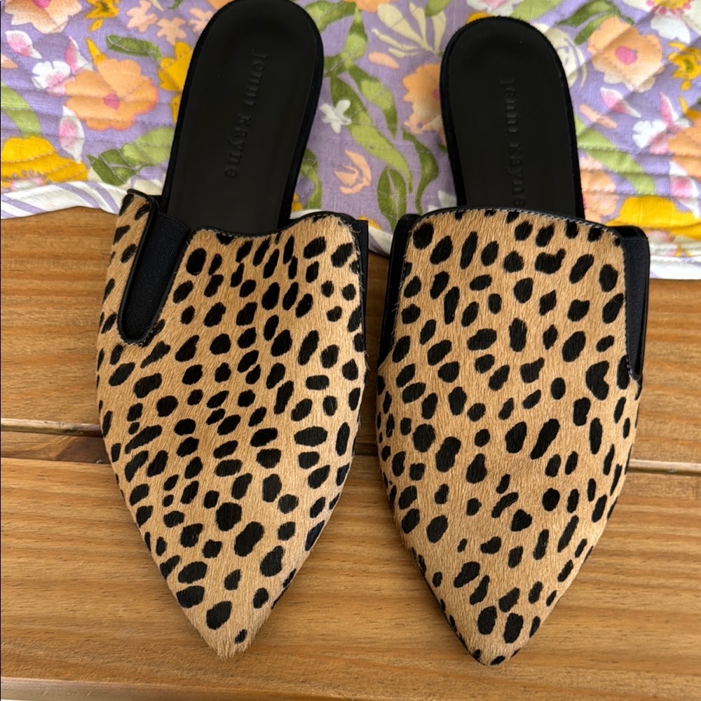 Jenni Kayne Tan and Black Leopard Print Mules